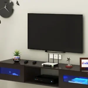 Brown Orilo Wall Mount Modern Wooden TV Entertainment Unit 55inch